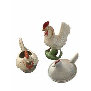 Antique Chickens Lot Of 3 Ceramic Do Not Know Year Or Maker